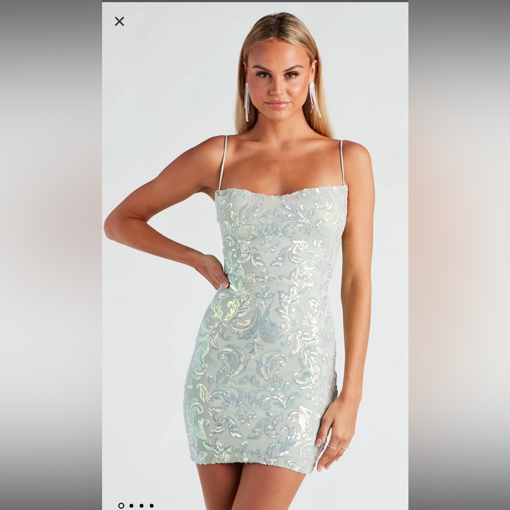 Windsor Ria Sequin Cowl Neck Party Dress